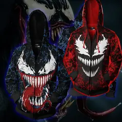 Лидер продаж! Черный человек паук Venom 3D принт повседневные толстовки супер герой мультфильм толстовка с кепки комиксов для мужчин молния