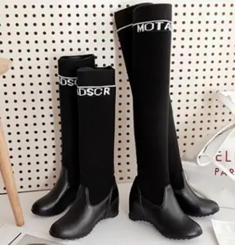 

Sapato Feminino Women Boots Ladies Height Incleasing Shoes Woman High Heels Chaussure Autumn Gladiator Slip On Booties XZ181666