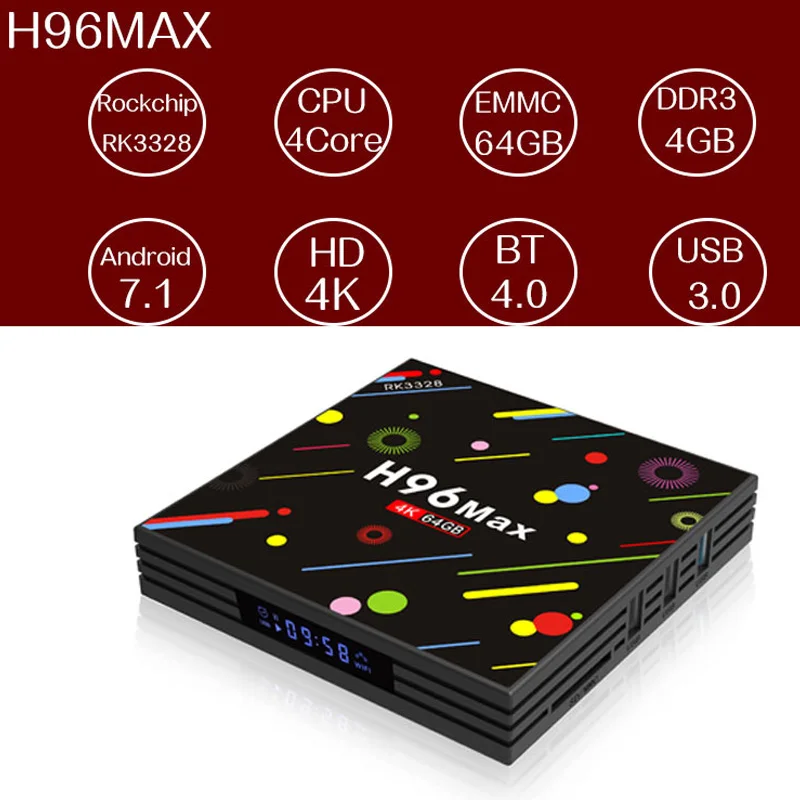 Xinways H96 MAX Plus Smart TV Box Android 7.1 Rockchip RK3328 4 gb 32 gb 64 gb USB3.0 H.265 4 k GooglePlay Netflix set top box