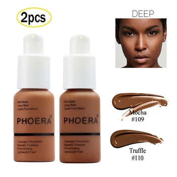 

2pcs/set Perfect Concealer Foundation Full Coverage 30ml Matte Long Wear Foundation Liquid Face Makeup#109 Mocha +110 Truffle
