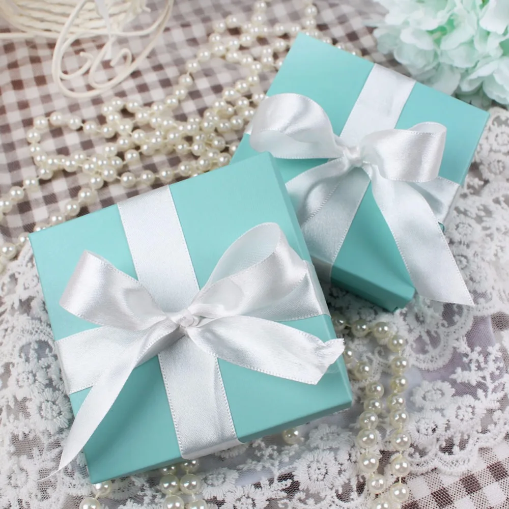 

10pcs Wedding Candy Box Jewelry Gift Case Pouch Favor Sweets Chocolates Box Turquoise Valentine's Day Gift Packing Boxes