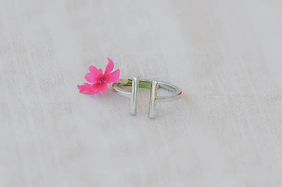 

1PCS Tiny Double Parallel Bars Ring Simple Open Square Bar Rings Adjustable Rectangle Stick Rings Modern Minimalist Rings