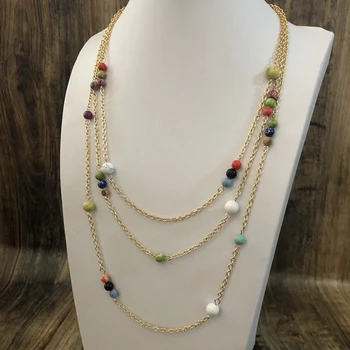 

Trendy Three Layers Engery Stone Pendant Necklace Jewelry For Women