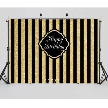 

Golden Black Stripes Birthday Party Backgrounds Photography Backdrops for Photo Studio Children Boys Newborn Baby Photophone