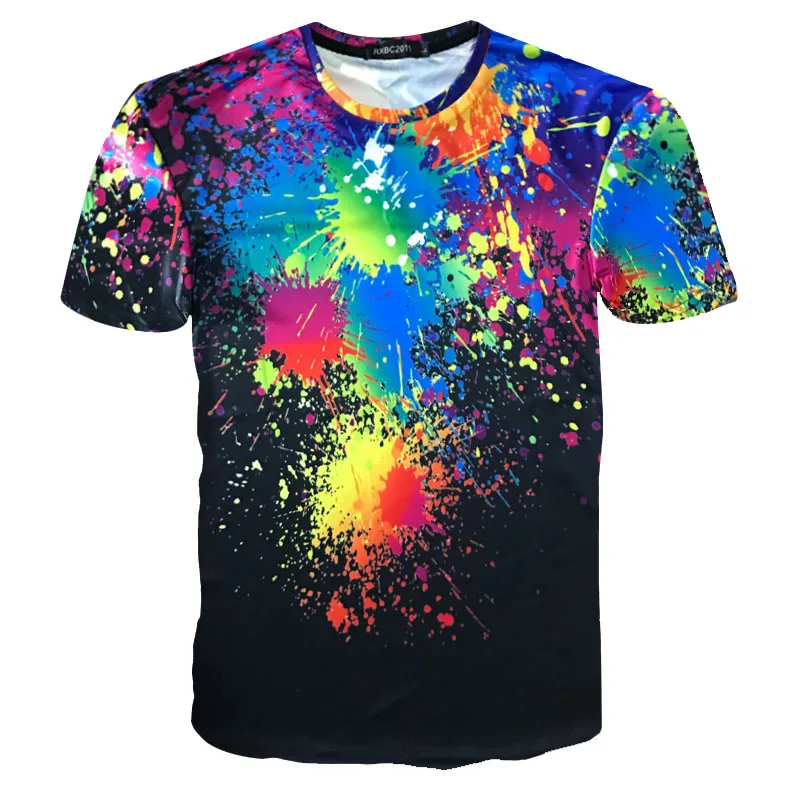 Aliexpress.com : Buy 2018 Colorful Paint Print T shirt Men/Women 3d T ...