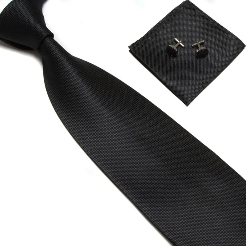 Тканый шелковый галстук ручной работы мужской галстук запонки и носовой платок набор носовой платок подарок - Цвет: 1