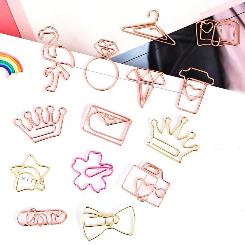 Precio bajo Kawaii-Clips de papel marcapáginas de oro rosa, carpeta de Metal, Clip, marcador de libros, papelería, escuela, oficina, suministros, 3 unids/lote Q5dZN3lA