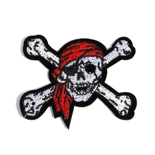 1PC Patches For Clothing Pirate Skull Embroidery Big Size 10.0×7.5cm Patches For Apparel Bags DIY Accessories