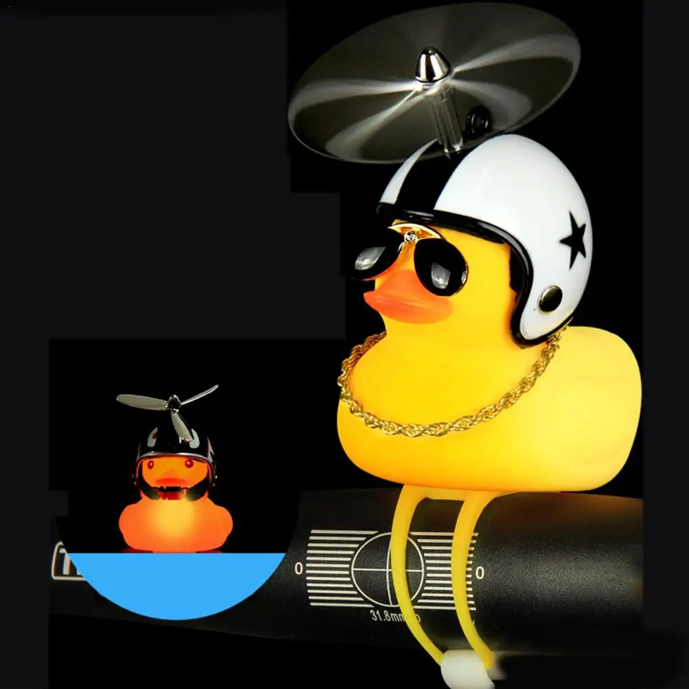 Duck Wearing a Helmet Shape Horn Bicycle Motorcycle Spiderman Ironman Lamp Toy