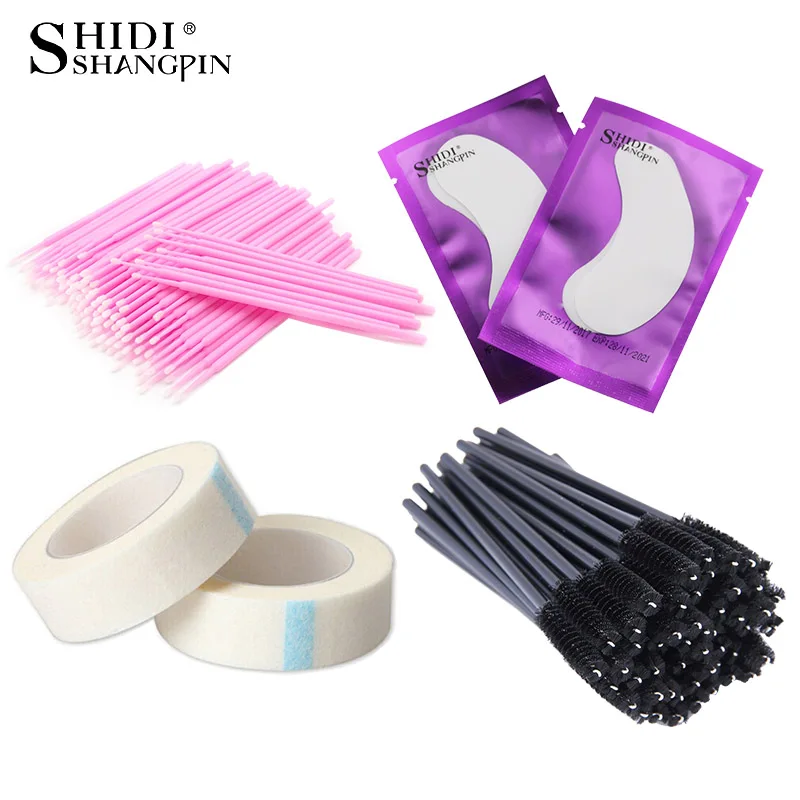 

SHIDISHANGPIN Eyelash Extension Kit Disposable Makeup Brushes For Grafting Eyelashes Set Individual Lash Removing Swab Tools