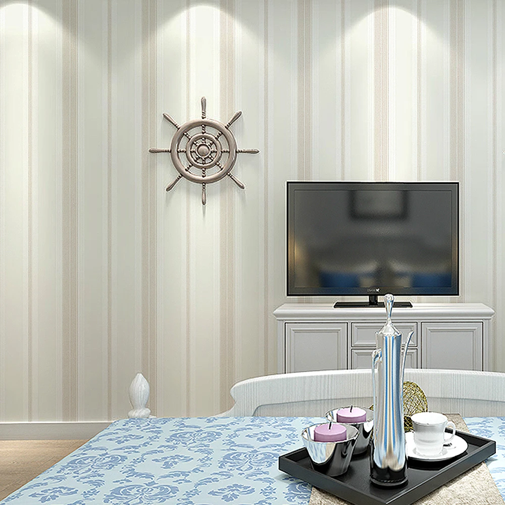 

Non-woven Vertical Striped Wallpaper SWP16-015-2 Flocking Plain Minimalist Living Room Warm And Roll Bedroom Wall Paper TV