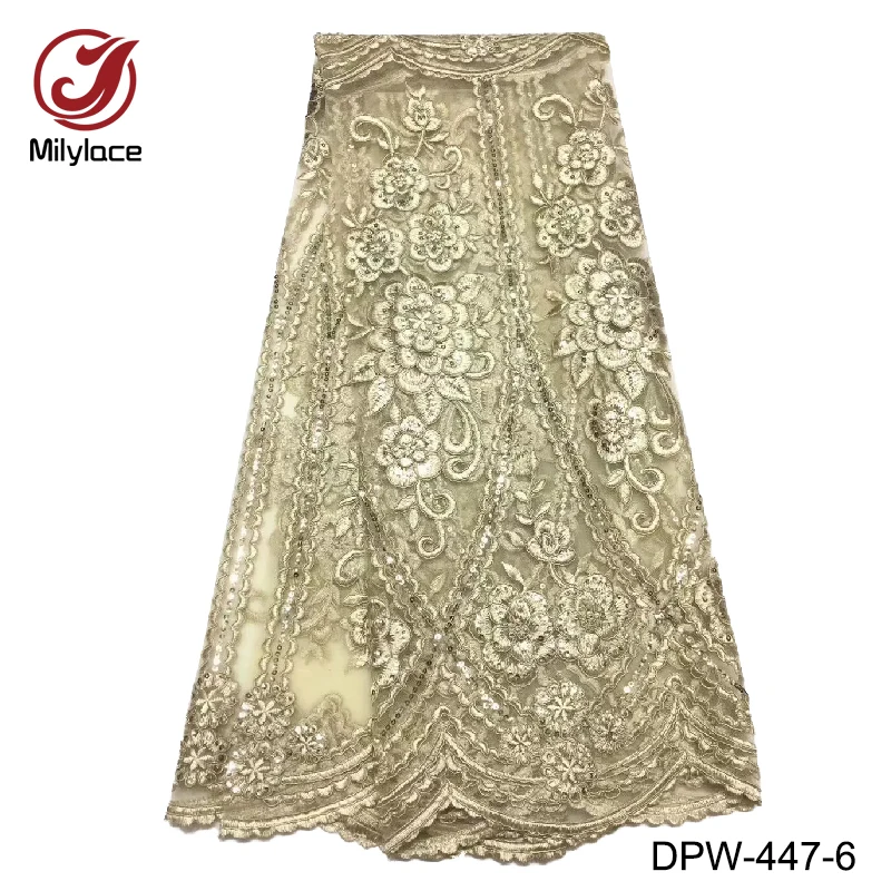 

8Available colors sequins lace fabric 5 yards gold lace embroidery fabric high quality africna lace DPW-447