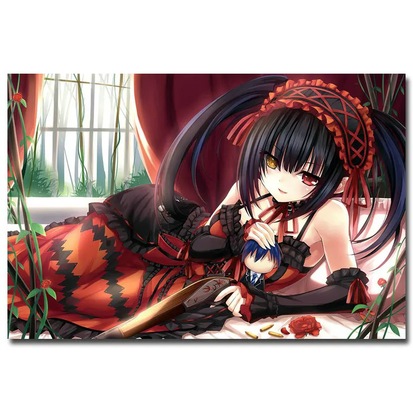 NICOLESHENTING Дата живой шелк плакат печать 12x18 24x3" Tokisaki Kurumi Сексуальная аниме-девушка фотографии для декора комнаты 024 - Цвет: Picture 24