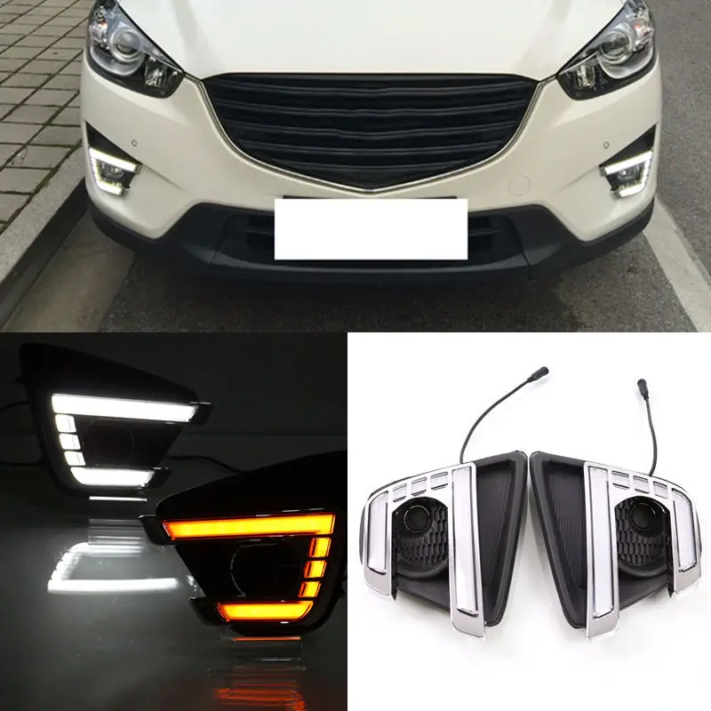 

For Mazda CX-5 2012-2016 Light Guide White DRL Driving Lamp Yellow Turn Signals