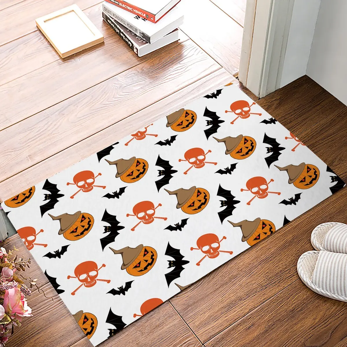 Halloween Skull Pumpkin Lanterns Skull Bats Door Mats Kitchen Floor