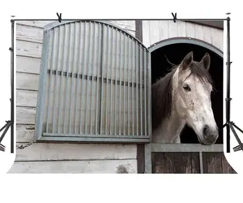 

7x5ft Horse Backdrop Stable Animal Breeding Photography Background and Studio Photography Backdrop Props