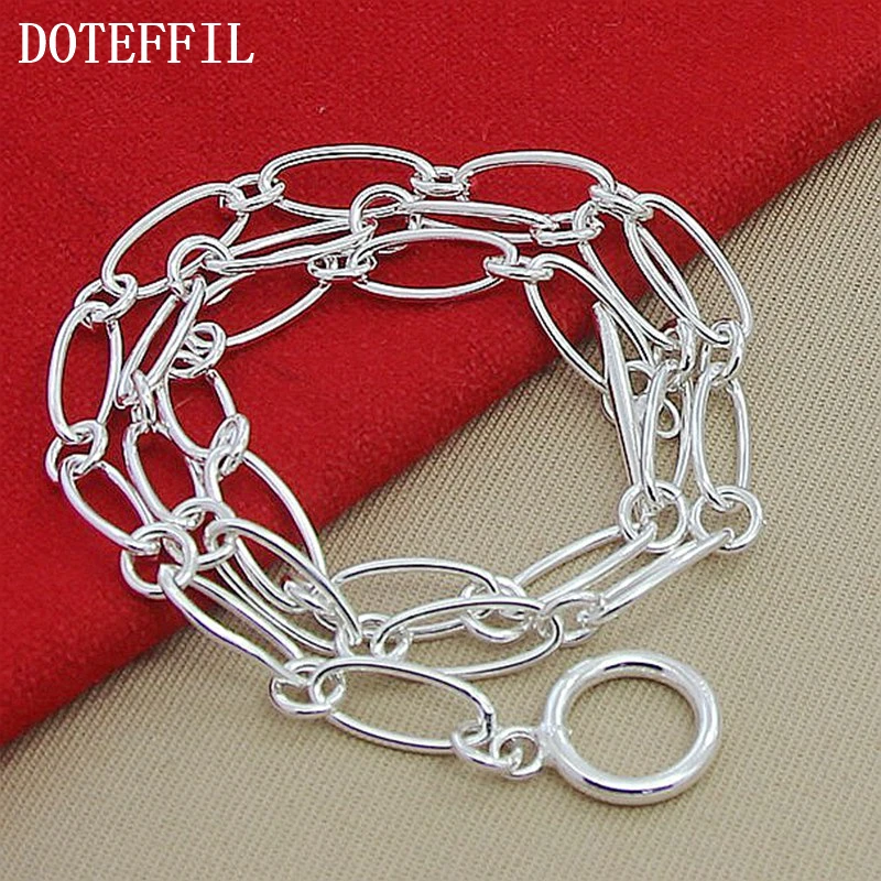 Ожерелье DOTEFFIL с пряжкой из серебра 925 пробы 45 см 18 дюймов простая цепочка для