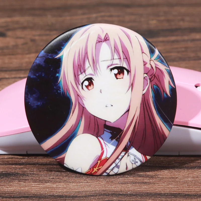 

FFFPIN 5.8cm Large Anime Brooch Badge Sword Art Online Kirito Yuuki Asuna Yui Lover Big Coin Clothes Pins Comiket Icon Bedge