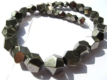 

2strands genuine Raw pyrite crystal nuggets faceted ,pyrite cube iron gold pyrite beads 6-12mm full strand