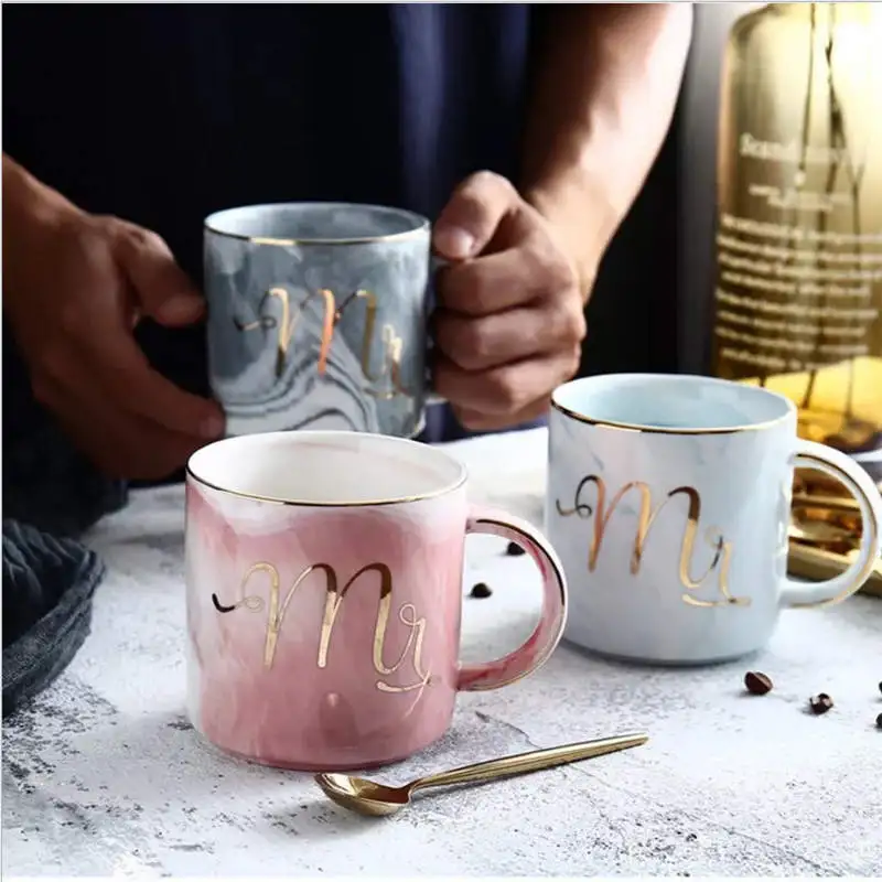 

European Marble Grain Phnom Penh mugs Couple Lover's Gift Morning Mug Milk Coffee Tea Breakfast Porcelain Cup for gifts