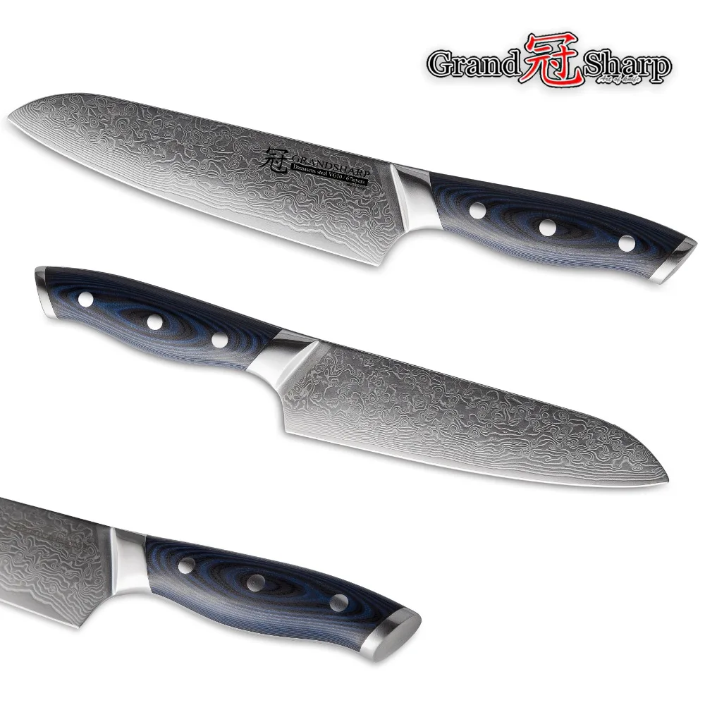  Damascus Knife Set 2 pcs Damascus Japanese Stainless Steel VG10 Santoku Utility Knives Cooking Kitc - 32815969269