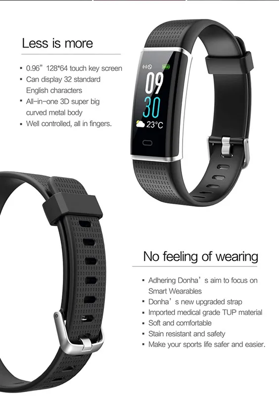 696 ID130C  Blood Pressure Watch Blood Oxygen Heart Rate Monitor Smart Bracelet Pedometer IP67 Waterproof Wristband