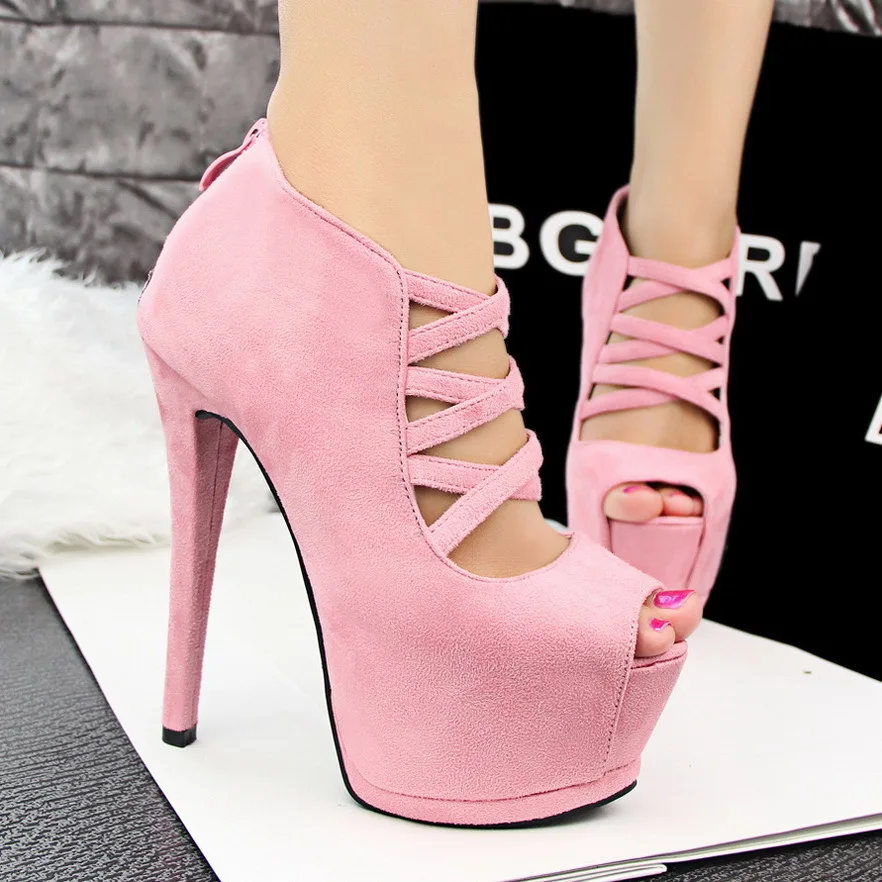 Increíble Sexy Ultra Plataforma de los tacones altos de Las Mujeres  sandalias de tiras Cruz más el tamaño 14.5 cm tacones delgados partido  Caliente modelo muestran sandalias 2464|ultra high|thin heelsheels women -