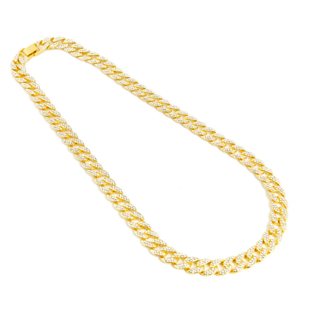 Хип-Хоп Майами кубинское звено цепи ожерелье полный Iced Out горный хрусталь Goldgen отделка ожерелье мужчины шипованные Cubra цепи ожерелье