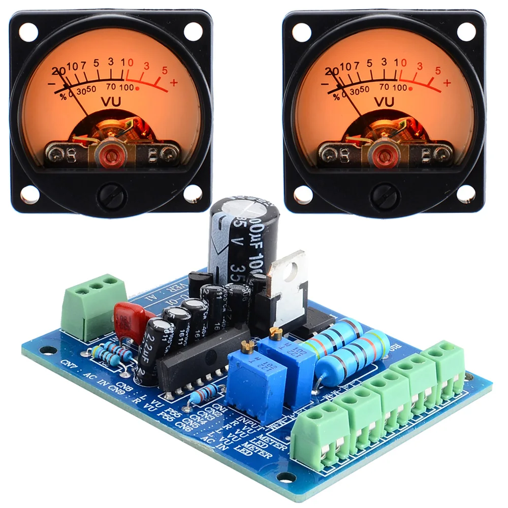 

New 2pcs 9V Analog VU Meter 500UA with Warm Back Light Recording Level Meter+Durable Driver Module Board 10000598
