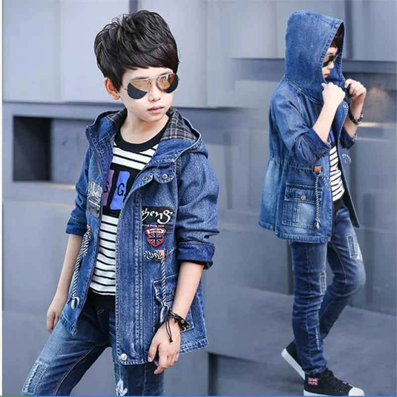 Children clothes 3-14 Outerwear & Coats Jackets Boy 2018 Spring and Autumn Denim jacket big boy new casual long trench coat цена Children clothes 3-14 Outerwear & Coats Jackets Boy 2018 Spring and Autumn Denim jacket big boy new casual long trench coat цены онлайн
