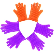 Лучшие продажи 2 шт для дома барбекю Силиконовые теплозащитные перчатки Прихватки для кухонной духовки сварочные перчатки