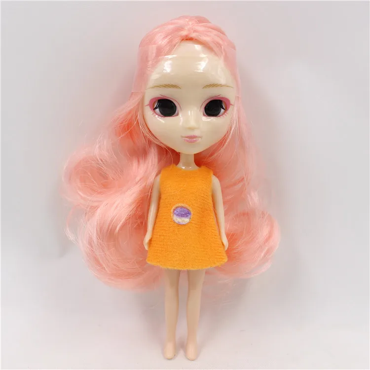 Мини blyth кукла 10 см DIY милые длинные волосы kawaii не закрывает глаза не может изменить цвет глаз - Цвет: R