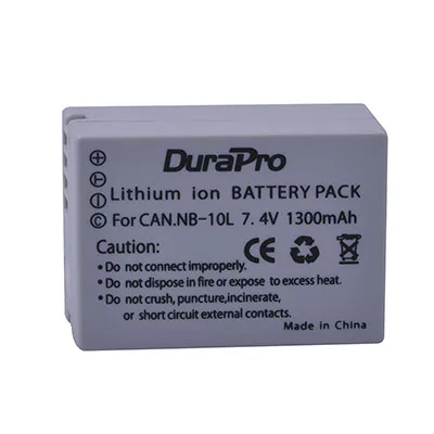 DuraPro 1300 мА/ч, NB-10L NB 10L Батарея+ ЖК-дисплей USB Зарядное устройство для Canon G1X G15 G16 SX40HS SX50HS SX60HS SX40 SX50 SX60 HS Камера - Цвет: 1 Battery