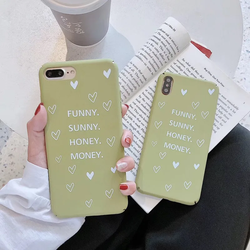 English Green Shockproof Case For Apple iPhone 7 8 Plus Hard Matte X XS Max XR 6s PC Phone Cover Funda |