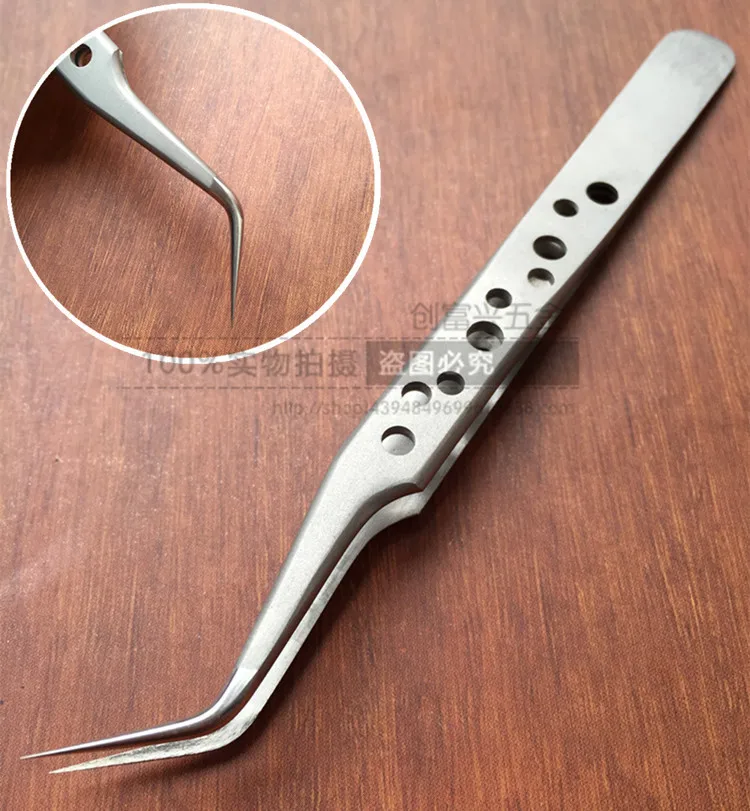 SS SA Grafting eyelash high quality precision 9 hole breathable Tweezers Stainless steel tweezers straight tip 3