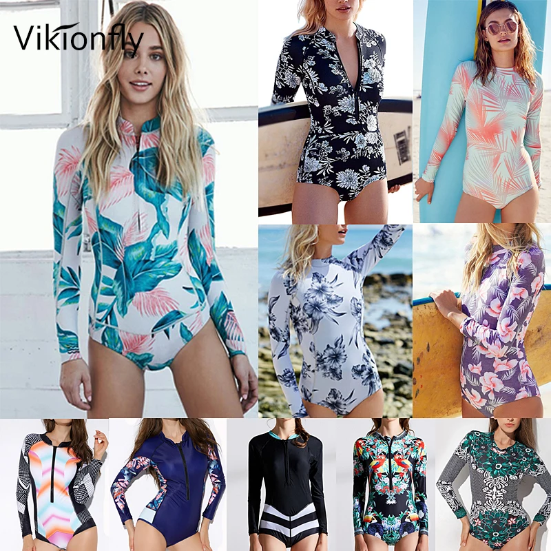 Vikionfly زائد حجم قطعة واحدة ملابس السباحة المرأة 2019 طويلة الأكمام ملابس السباحة سستة Onepiece لباس سباحة لتصفح ثوب السباحة Vikionfly زائد حجم قطعة واحدة ملابس السباحة المرأة 2019 طويلة الأكمام ملابس السباحة سستة Onepiece لباس سباحة لتصفح ثوب السباحة