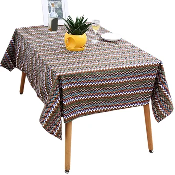 

Mediterranea Style Pattern Tablecloth Rectangle Cotton Line Fabrics Home Table Cloth Cover