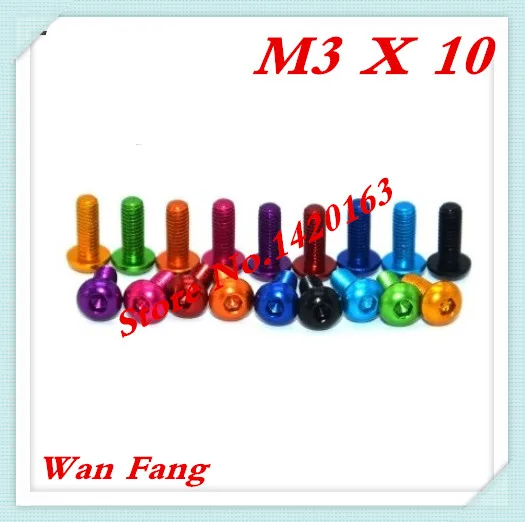 

10pcs M3*10 M3 X 10 Multi-colorful aluminum button head hex socket screw