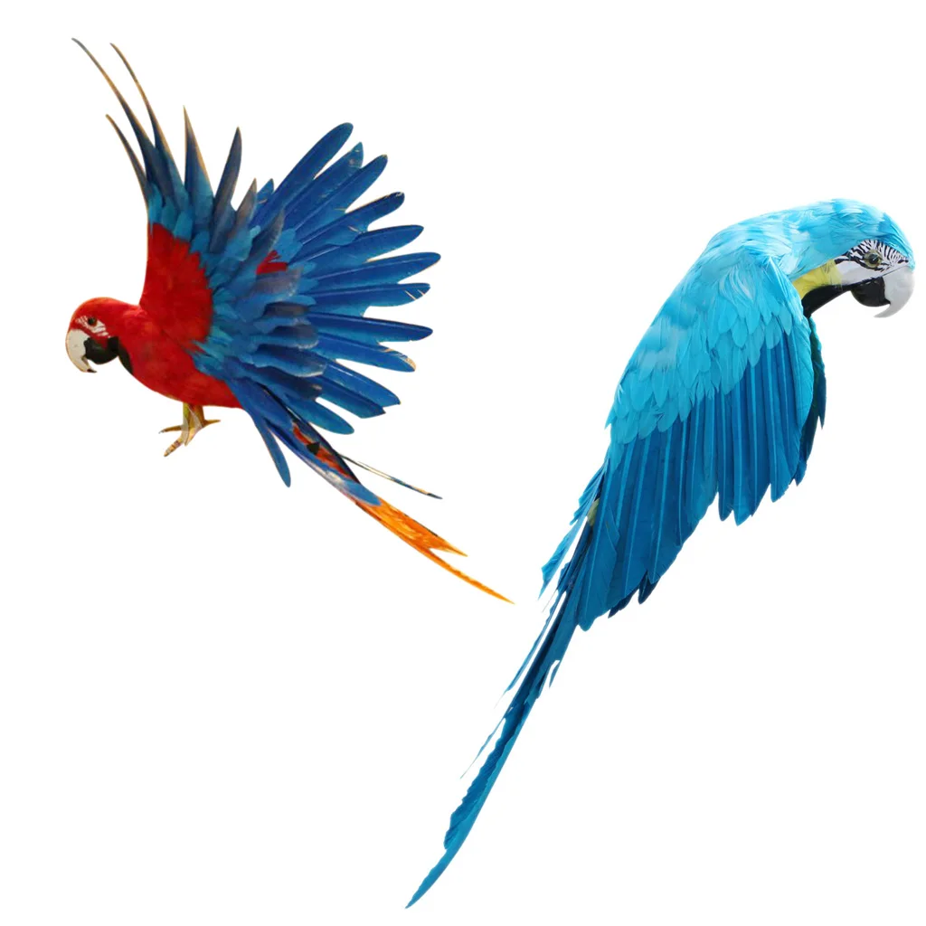 Set 2pc Artificial Realistic Parrots Birds For Garden Weding Home Decoration Lifelike Shape Beautiful Natural