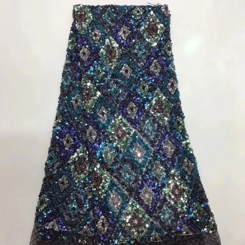 

8 colors (5yards/pc) high quality African French net lace fabric shining colorful sequins lace 2019 new for party dress FZZ145