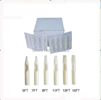 

200PC Lot White Flat Mixed Sterile Disposable Tattoo Machine Gun Nozzle Tips Needle Tube For Tattoo Gun Needle Ink Cup Grip Kits