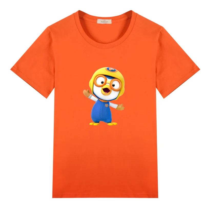 Милые футболки из хлопка с героями мультфильмов pororo, топы с короткими рукавами, футболки, одежда для мальчиков - Цвет: E