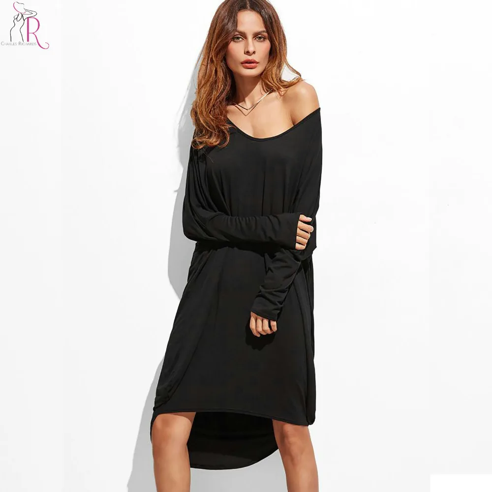 Download Black Printed Long Sleeve Midi Shirt Dress Pictures