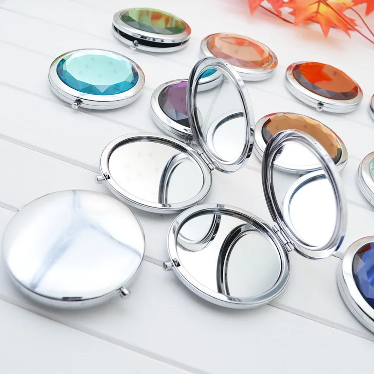Espelho de Maquiagem Presente do Casamento Mulher Dobrável Espelho Compacto Cristal Metal Bolso Cosmético 100 Pçs - Lote 70mm 9 Mulher 70mm dobrável espelho de maquiagem espelho