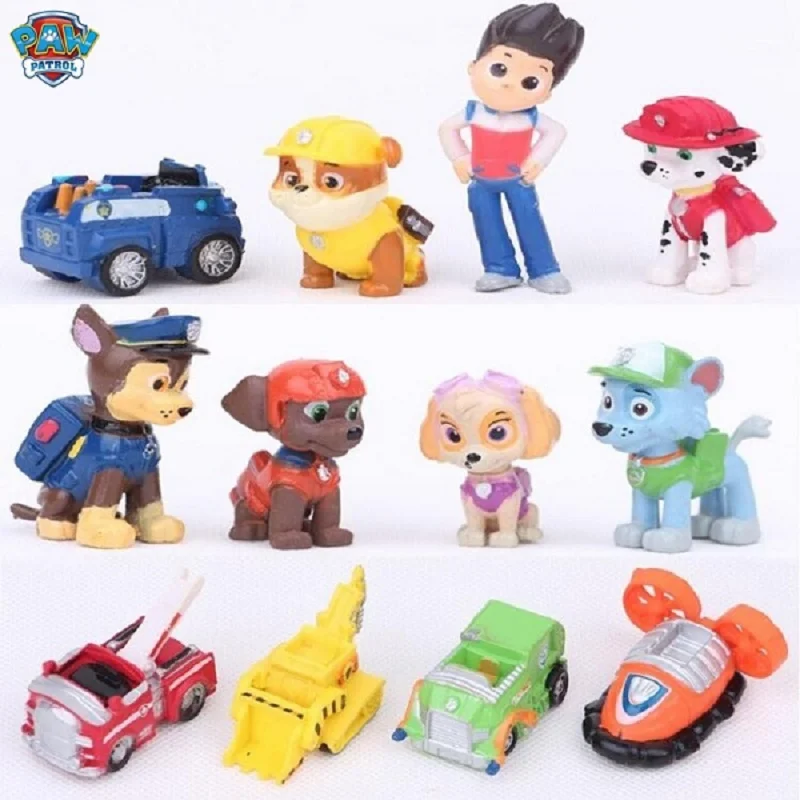 

12pcs Paw Patrol Patrulla Canina PVC Action Figure 2.5-8cm Anime figure puppy patrol Toy Patroling Canine Toys for Children