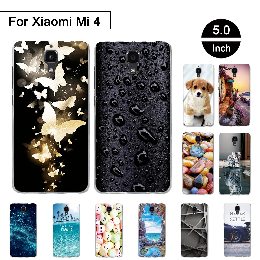 Силиконовый чехол для Xiaomi Mi 4 телефона мягкий ТПУ бампер с рисунком|case for xiaomi|silicone