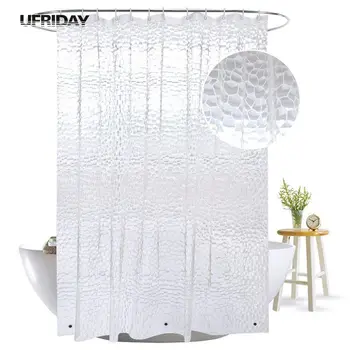 UFRIDAY 3D Water Cube Shower Curtain with Magnets Waterproof Mildew Resistant for The Bathroom Clear Plastic PEVA Bath Curtain hippo shadow water resistant fabric shower curtain