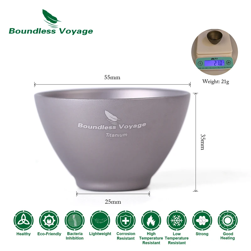 Boundless Voyage Titanium Wine Tea Sake Cup Mug Outdoor Camping Hiking Travel Picnic Whiskey Flask Flagon Tableware Drinkware