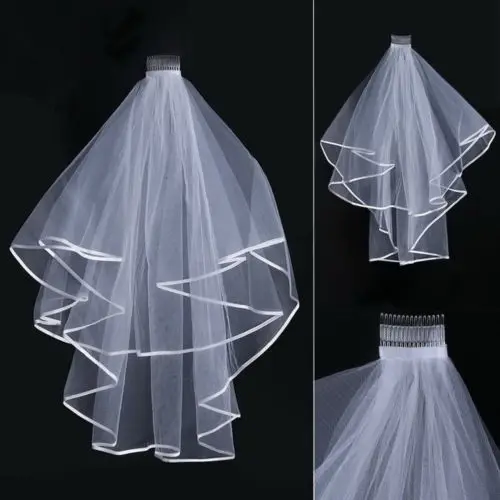 

Wedding Veil White Ivory Bridal Two Layers First Holy Communion Comb Hen Party 2024