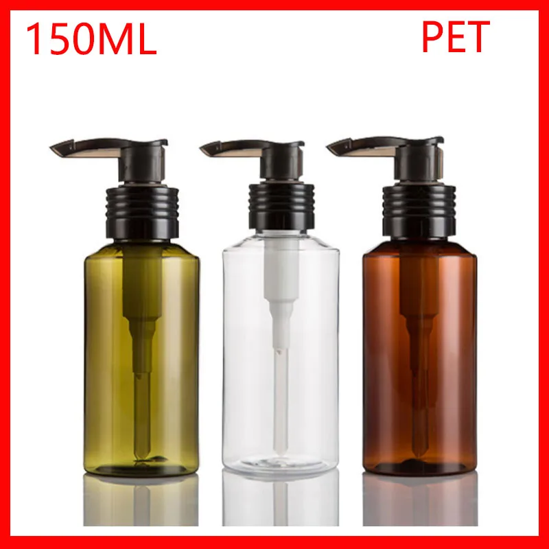 150ML Green/Clean/Brown PET plastic bottle w black lotion pump empty makeup water cosmetic container Refillable Bottles | Красота и